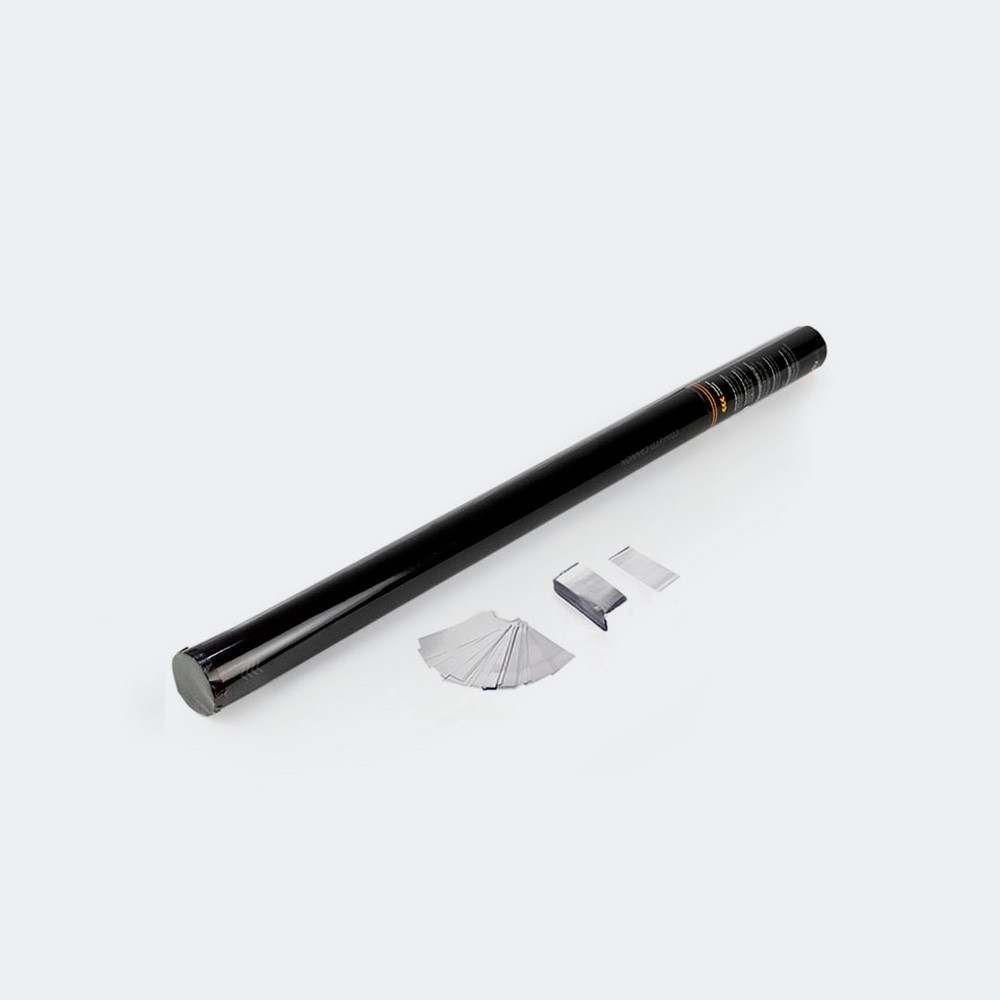 Cañón manual 80 cm confeti rectangular metálico PVC