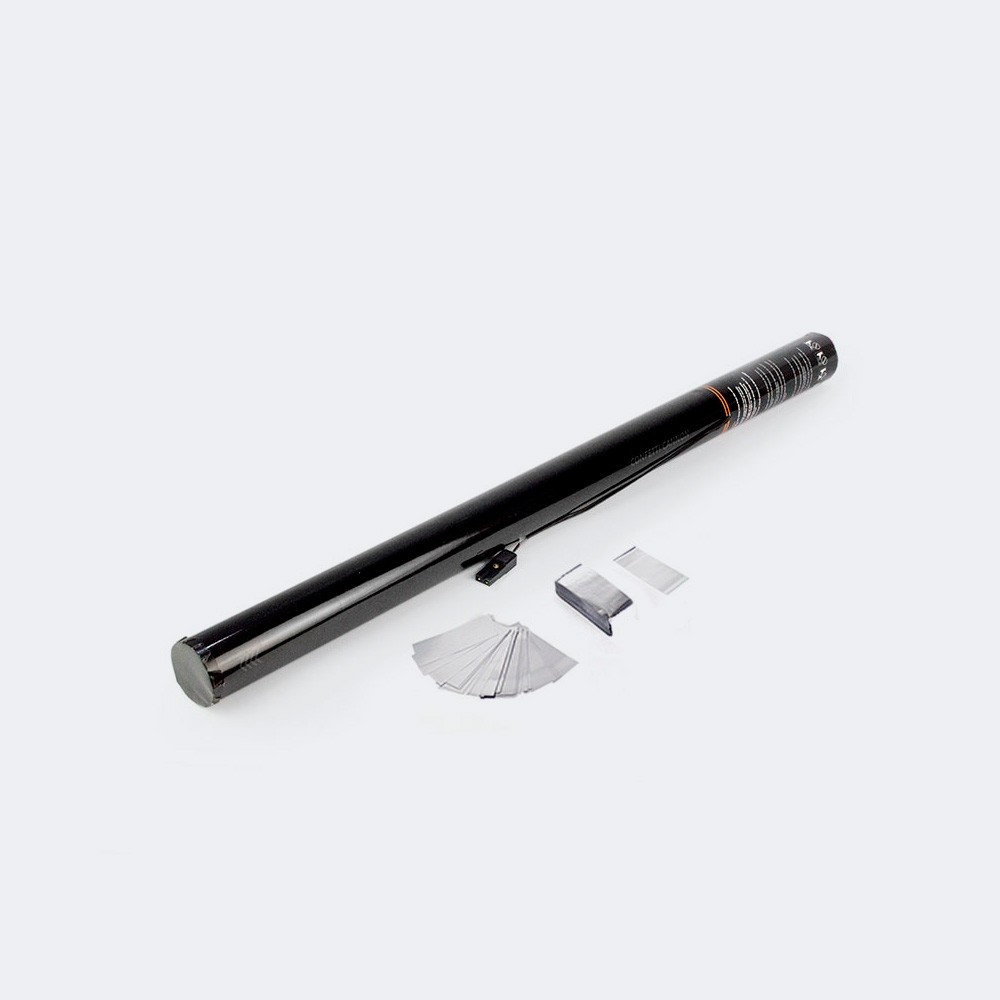 Cañón eléctrico 80 cm confeti rectangular metálico PVC