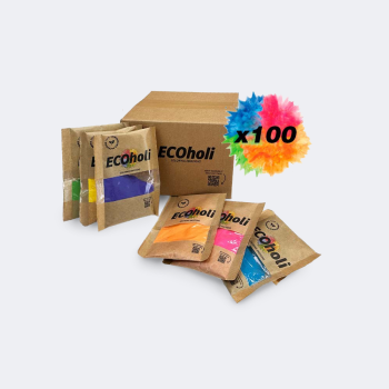 CAJA 100 BOLSAS 8 COLORES VARIADOS ECO HOLI 75 GR